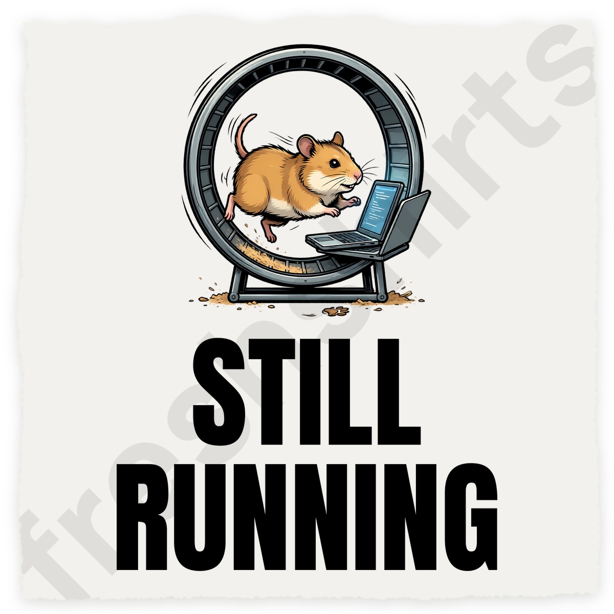 Still Running Hamster on Laptop Shirt - Funny Coding Tee
