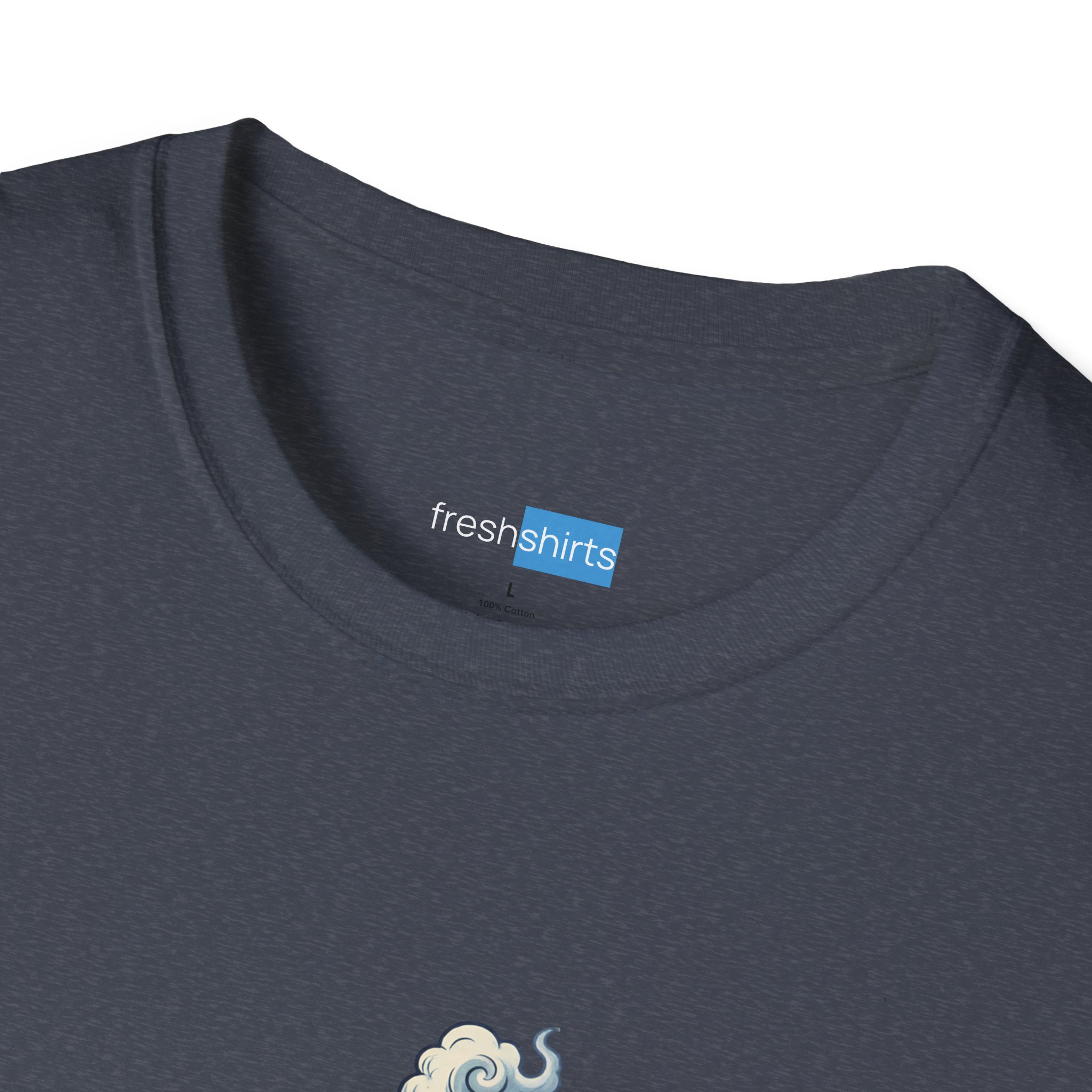 Percolator Patience Campfire Coffee Shirt - freshshirts neck label on Heather Navy