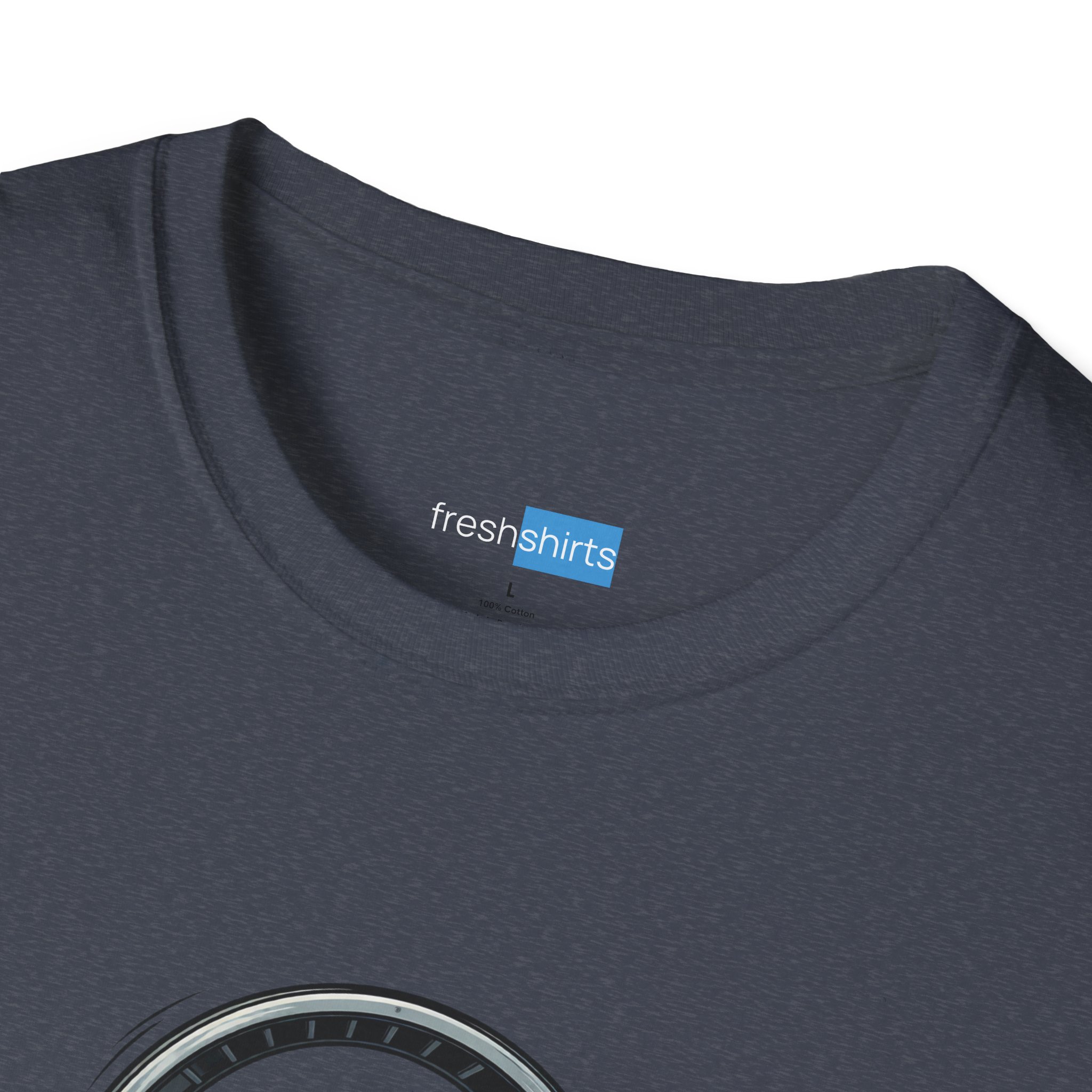 Still Running Hamster on Laptop Shirt - Funny Coding Tee - freshshirts neck label on Heather Navy