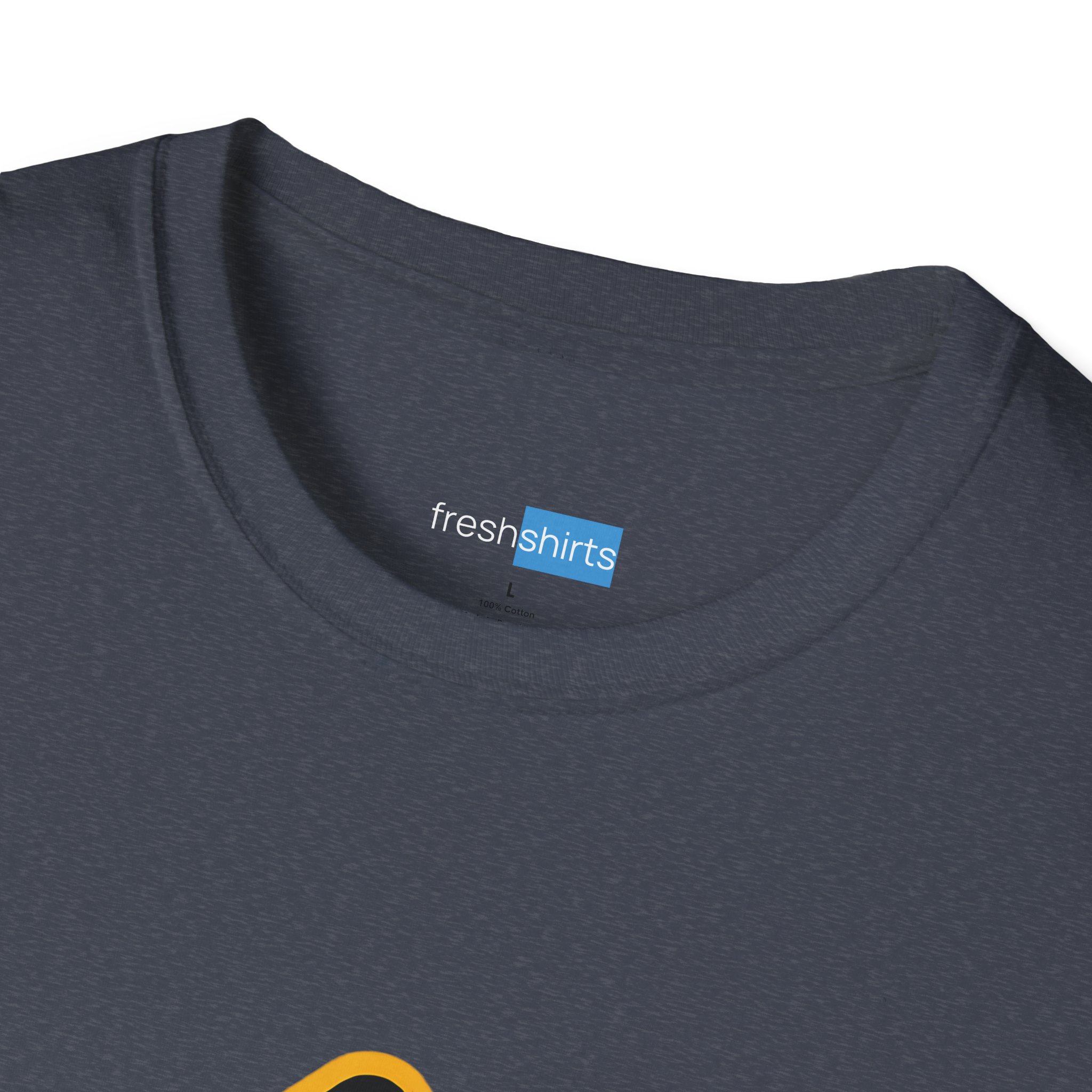 Split Ends Ahead Warning Sign Shirt - freshshirts neck label on Heather Navy
