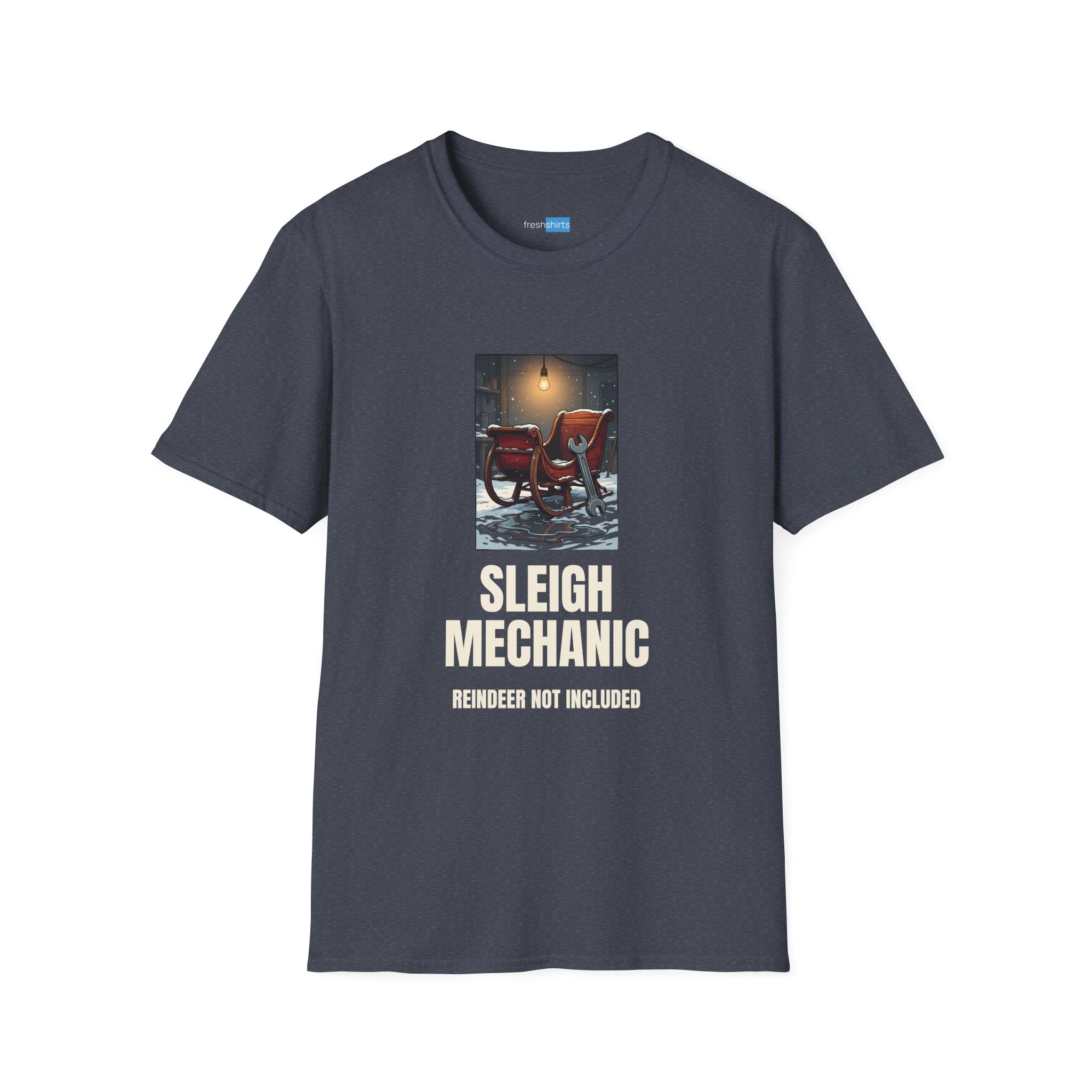 Sleigh Mechanic Reindeer Not Included Christmas Shirt - Heather Navy