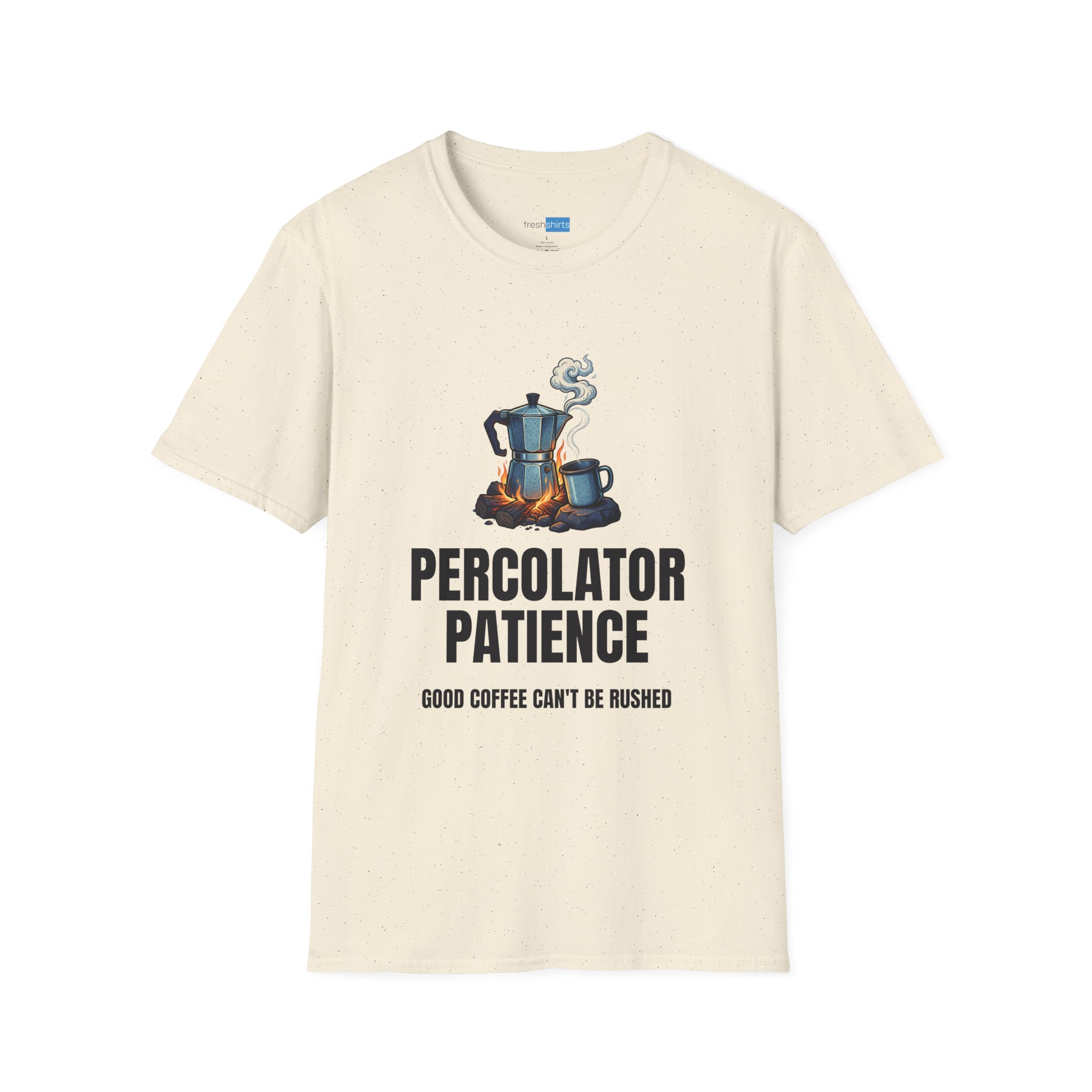 Percolator Patience Campfire Coffee Shirt - Natural