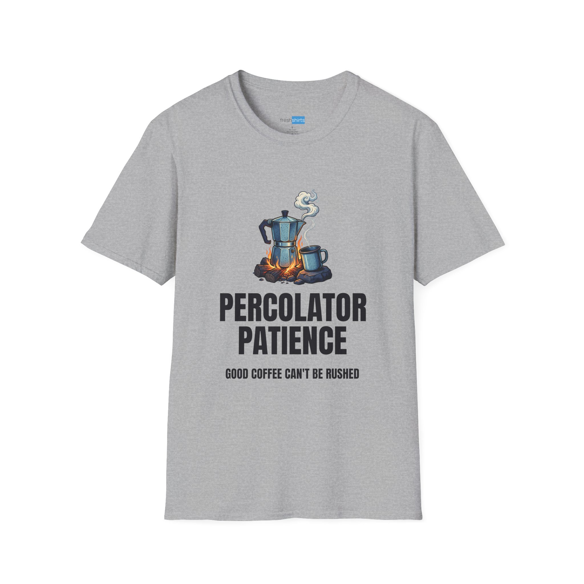 Percolator Patience Campfire Coffee Shirt - Sport Grey