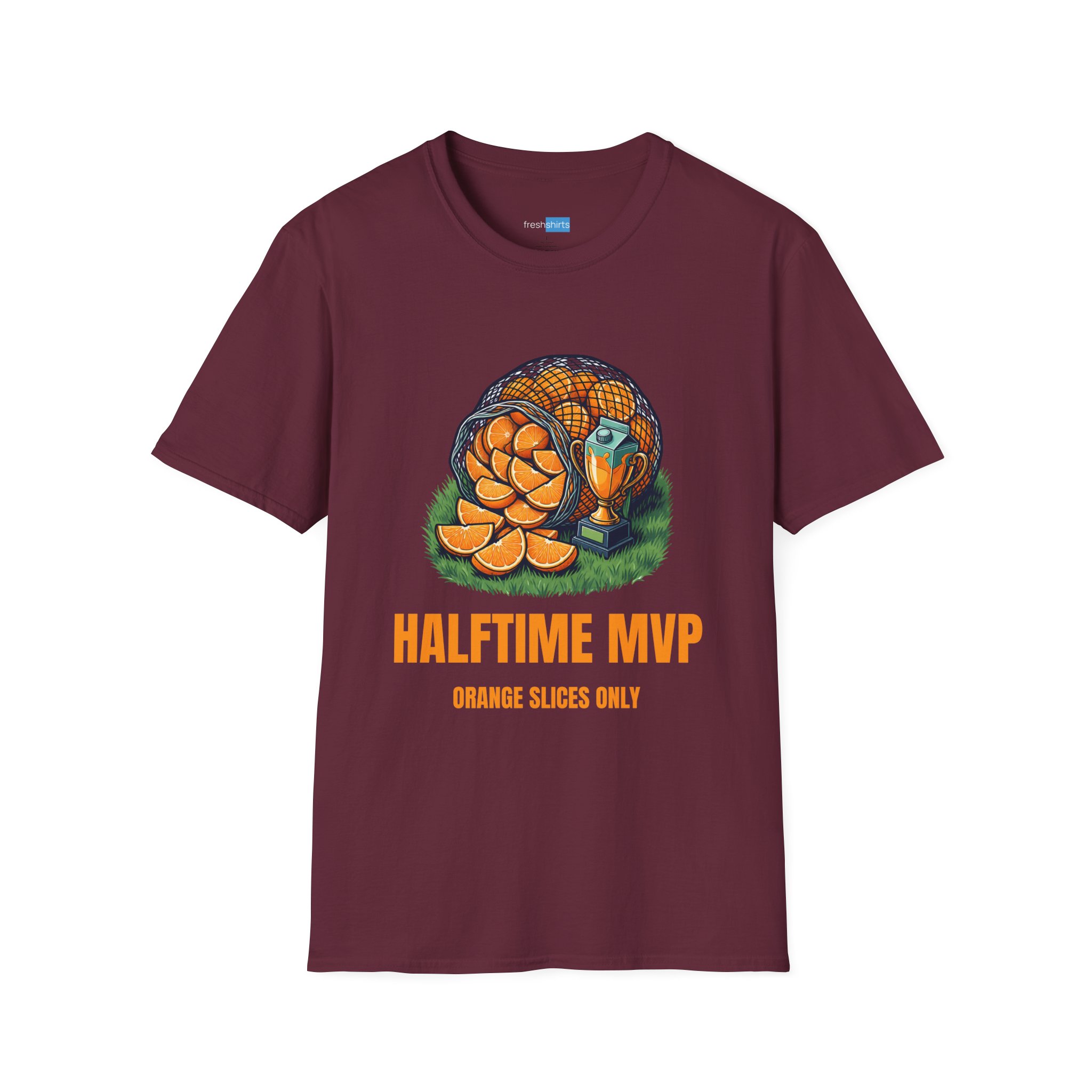 Halftime MVP Orange Slices Only Youth Soccer Shirt - Maroon