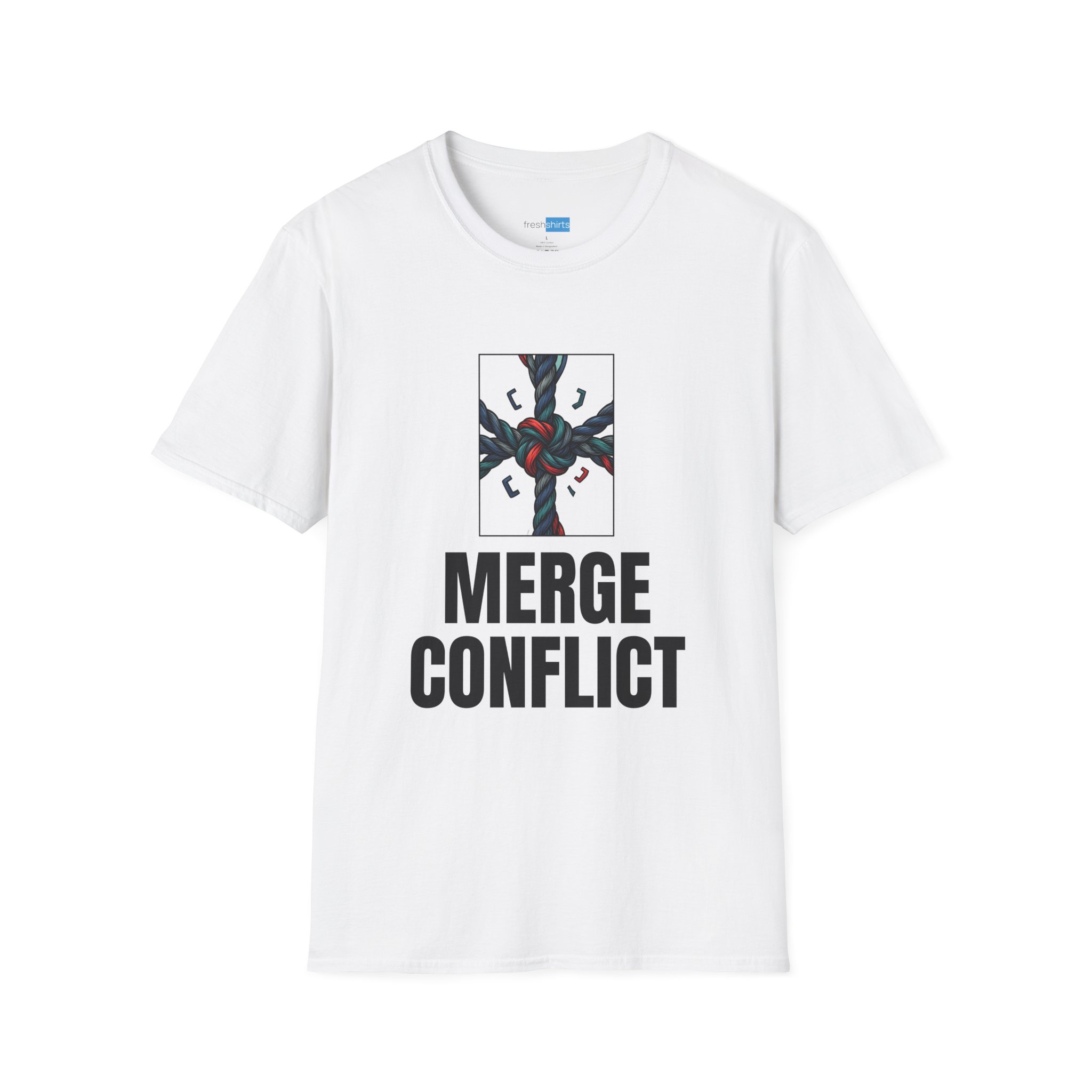 Merge Conflict Shirt - Funny Coding Tee for Programmers - White