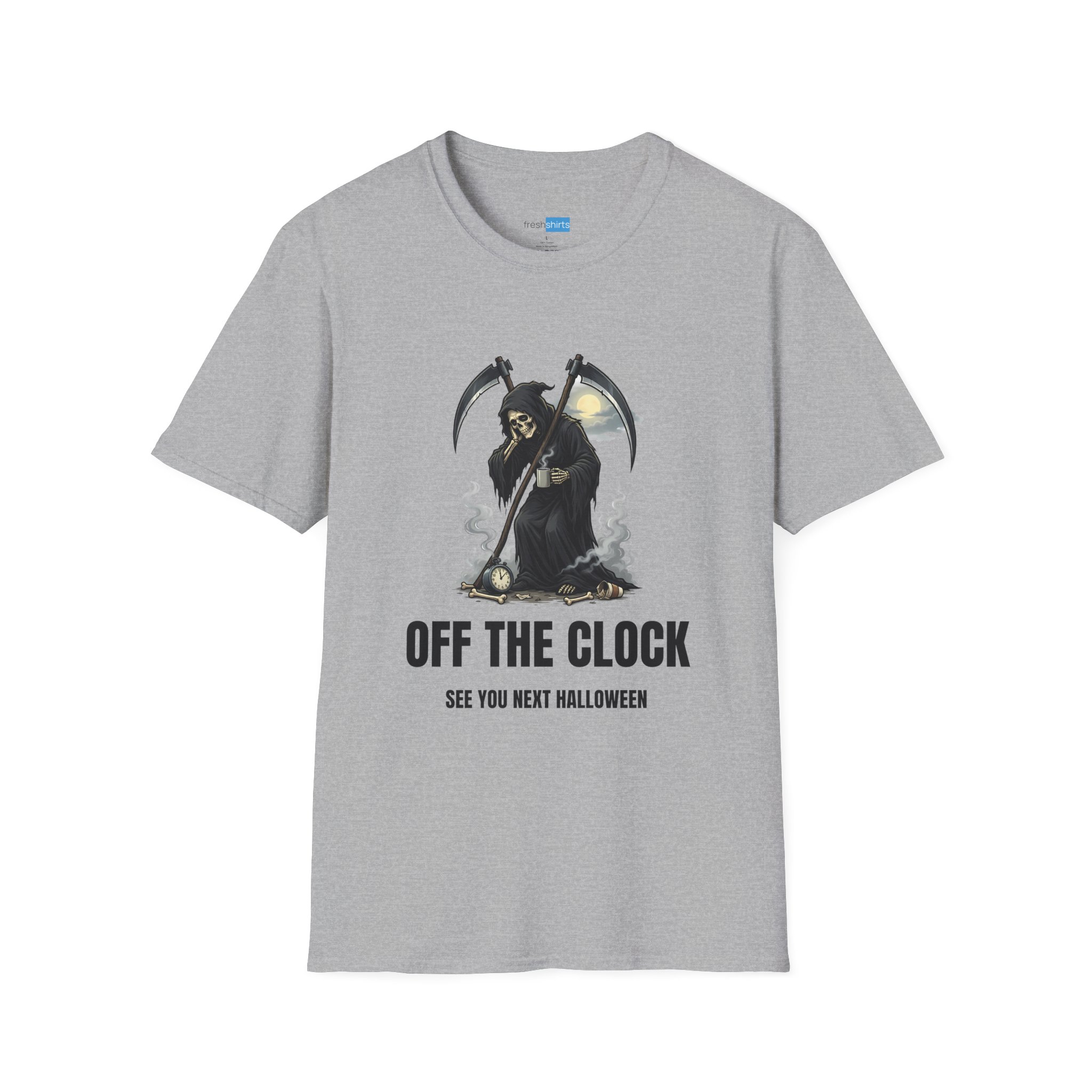 Off The Clock Grim Reaper Shirt - See You Next Halloween - Sport Grey