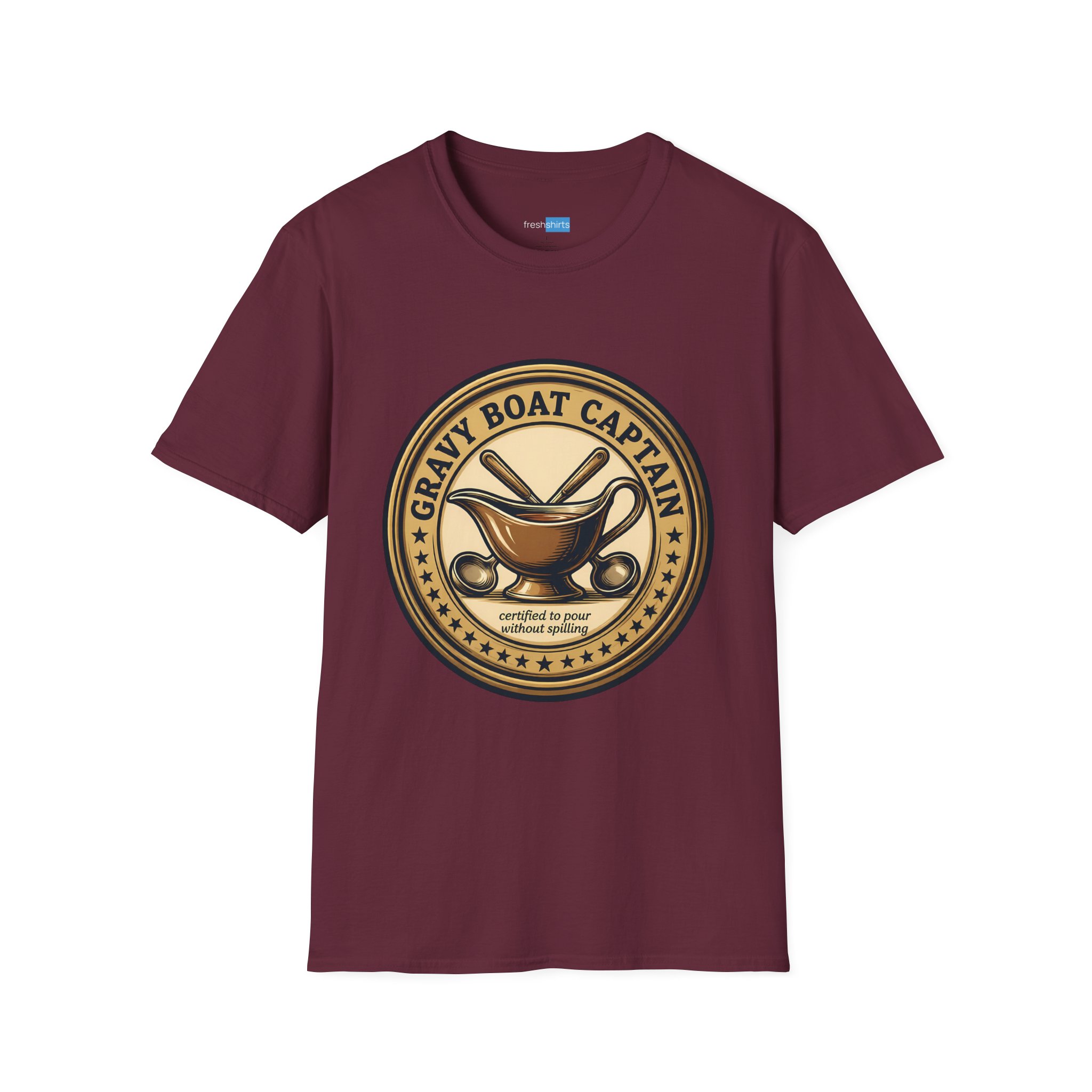 Gravy Boat Captain Shirt - Thanksgiving Gravy Lover Tee - Maroon