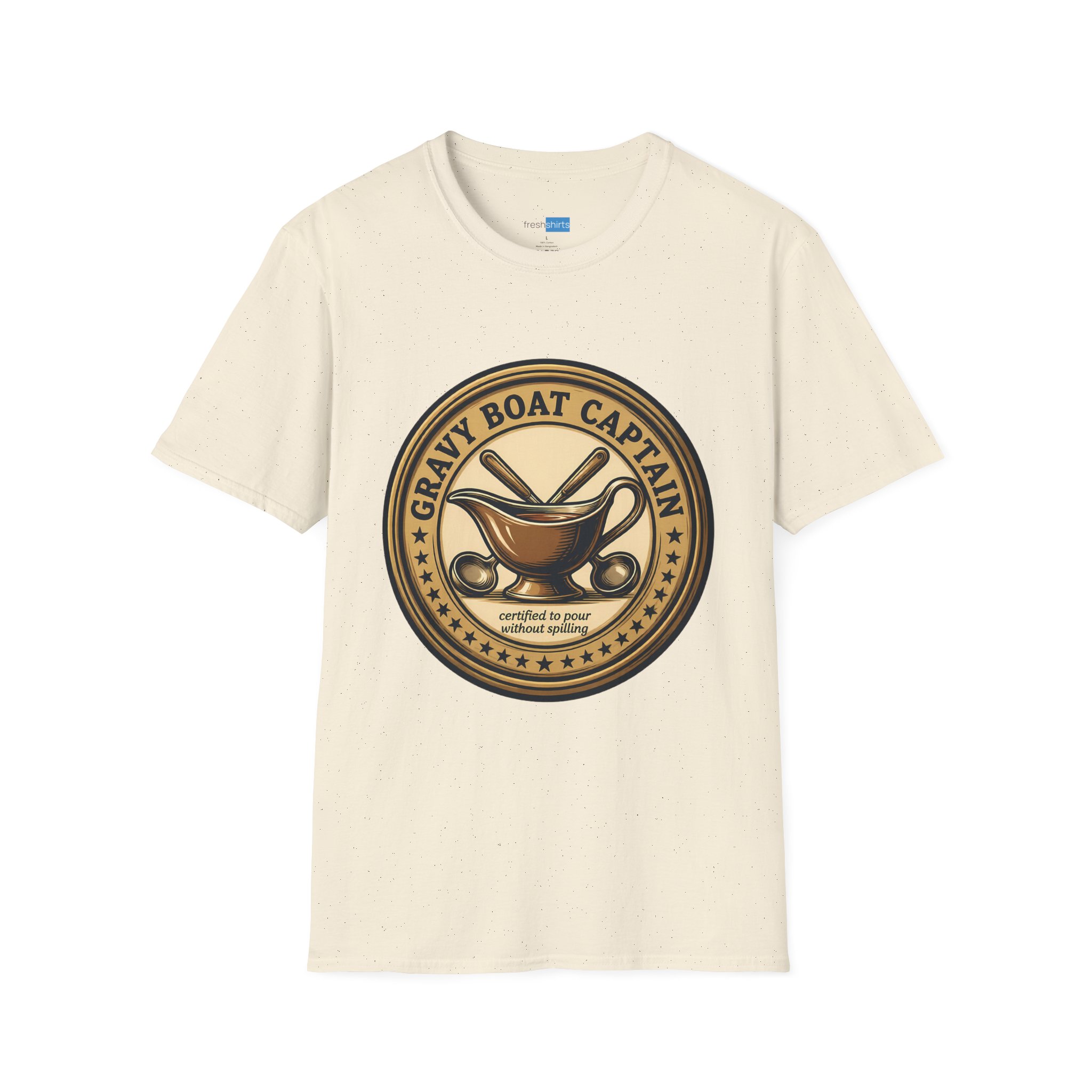 Gravy Boat Captain Shirt - Thanksgiving Gravy Lover Tee - Natural