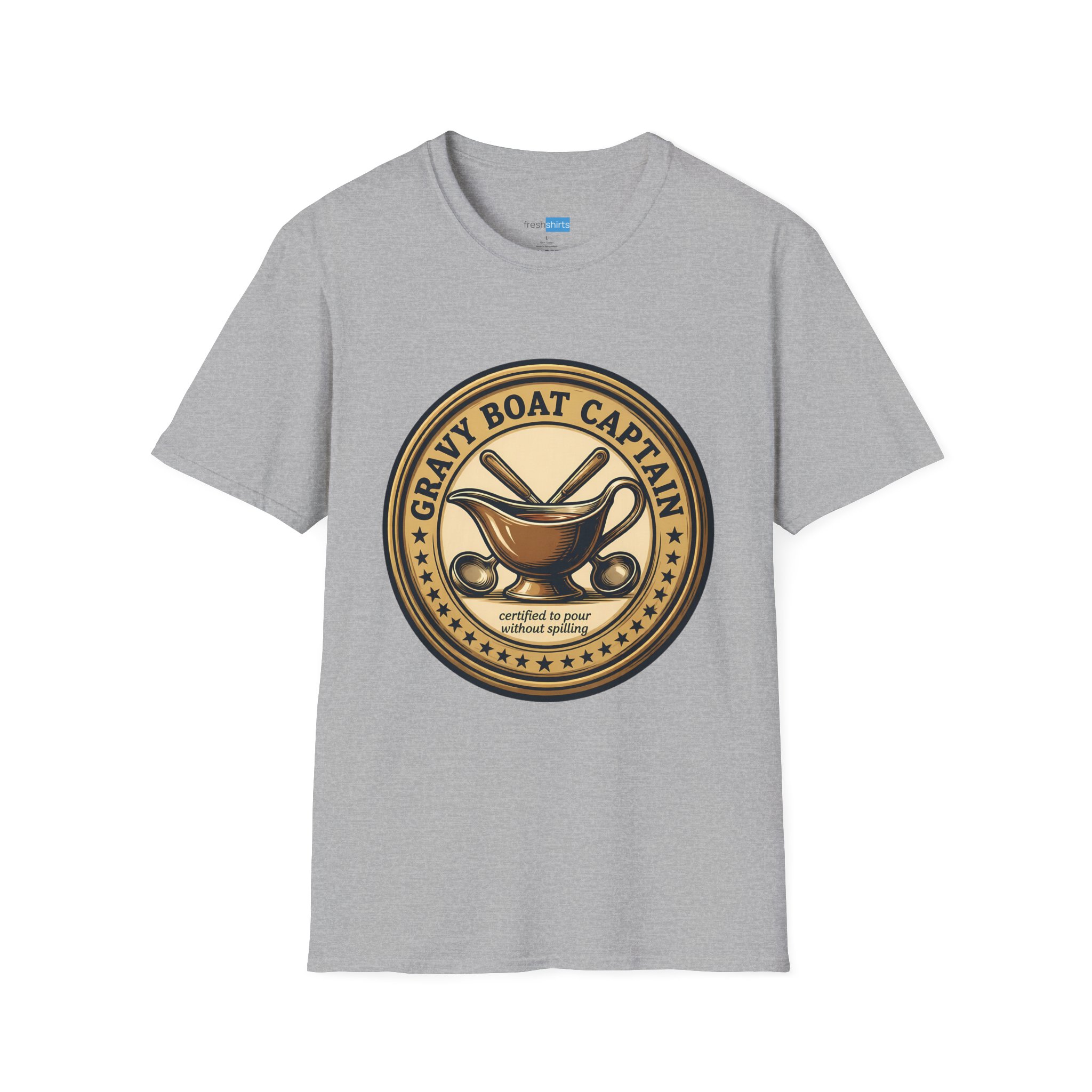 Gravy Boat Captain Shirt - Thanksgiving Gravy Lover Tee - Sport Grey
