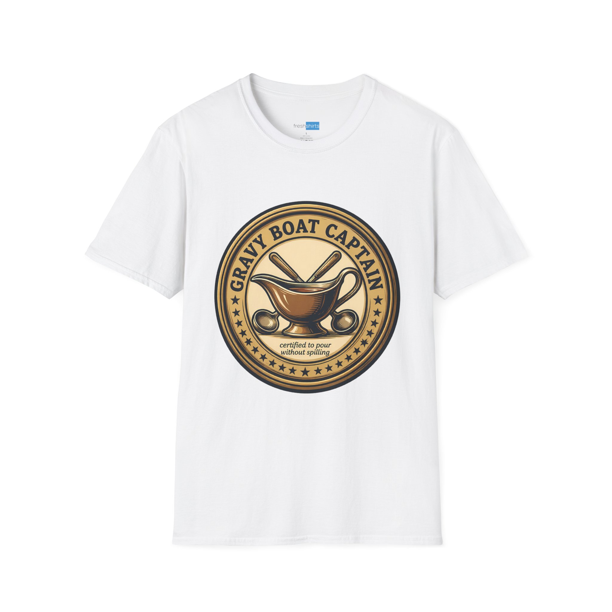 Gravy Boat Captain Shirt - Thanksgiving Gravy Lover Tee - White