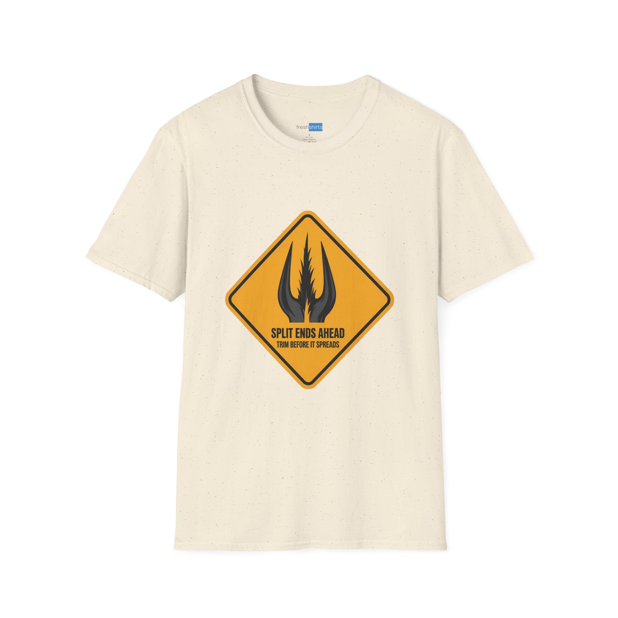 Split Ends Ahead Warning Sign Shirt - Natural
