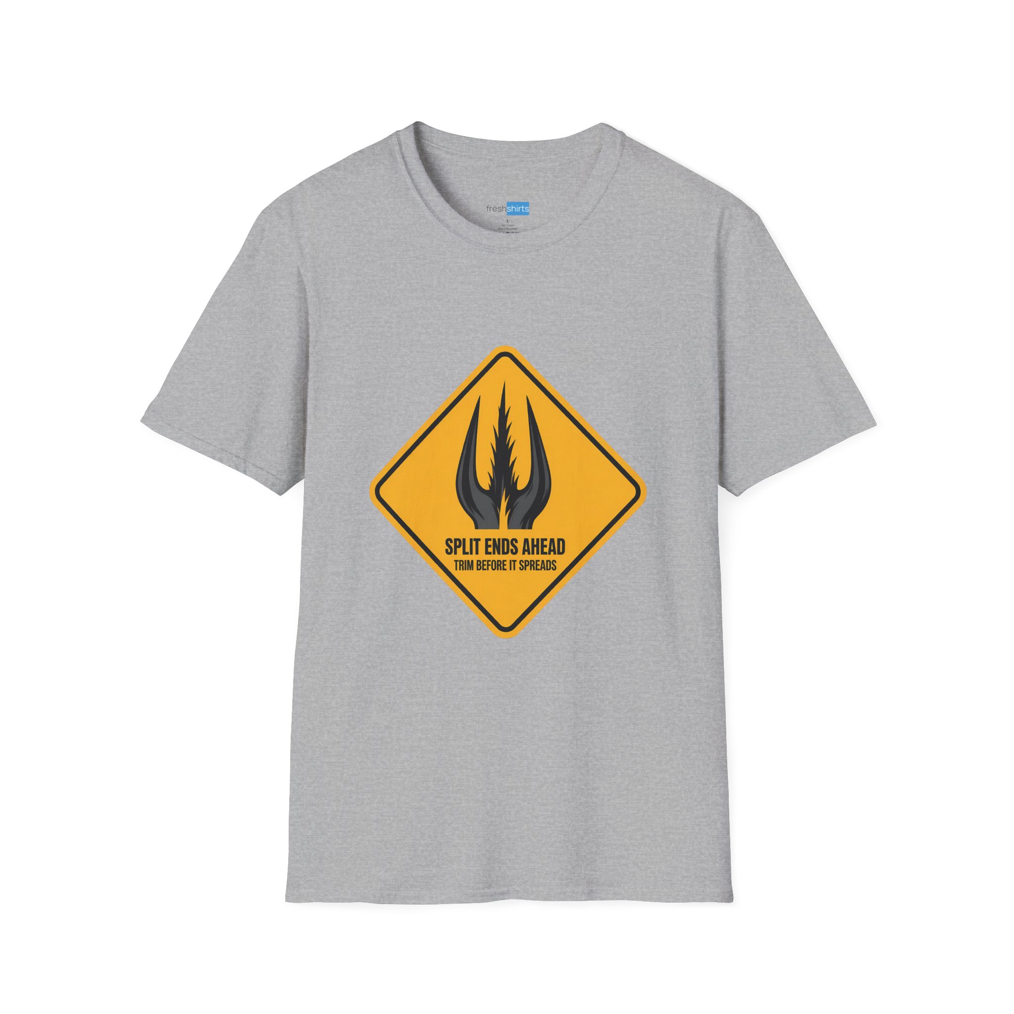 Split Ends Ahead Warning Sign Shirt - Sport Grey