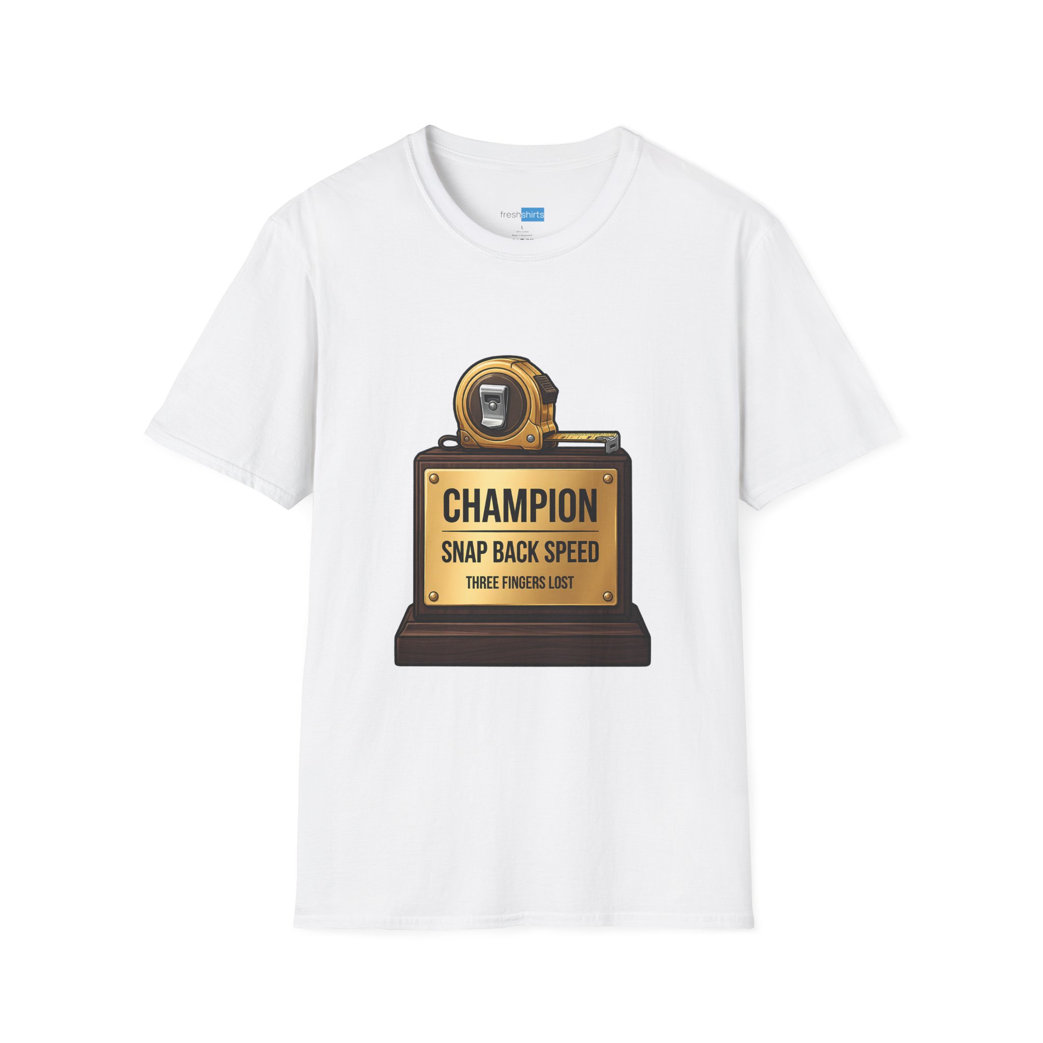 Champion Snap Back Speed Tape Measure Trophy Shirt - White