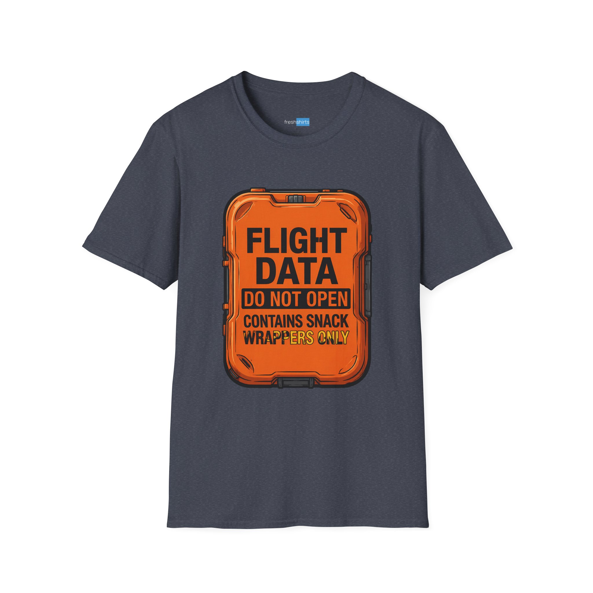 Flight Data Do Not Open Black Box Shirt - Heather Navy