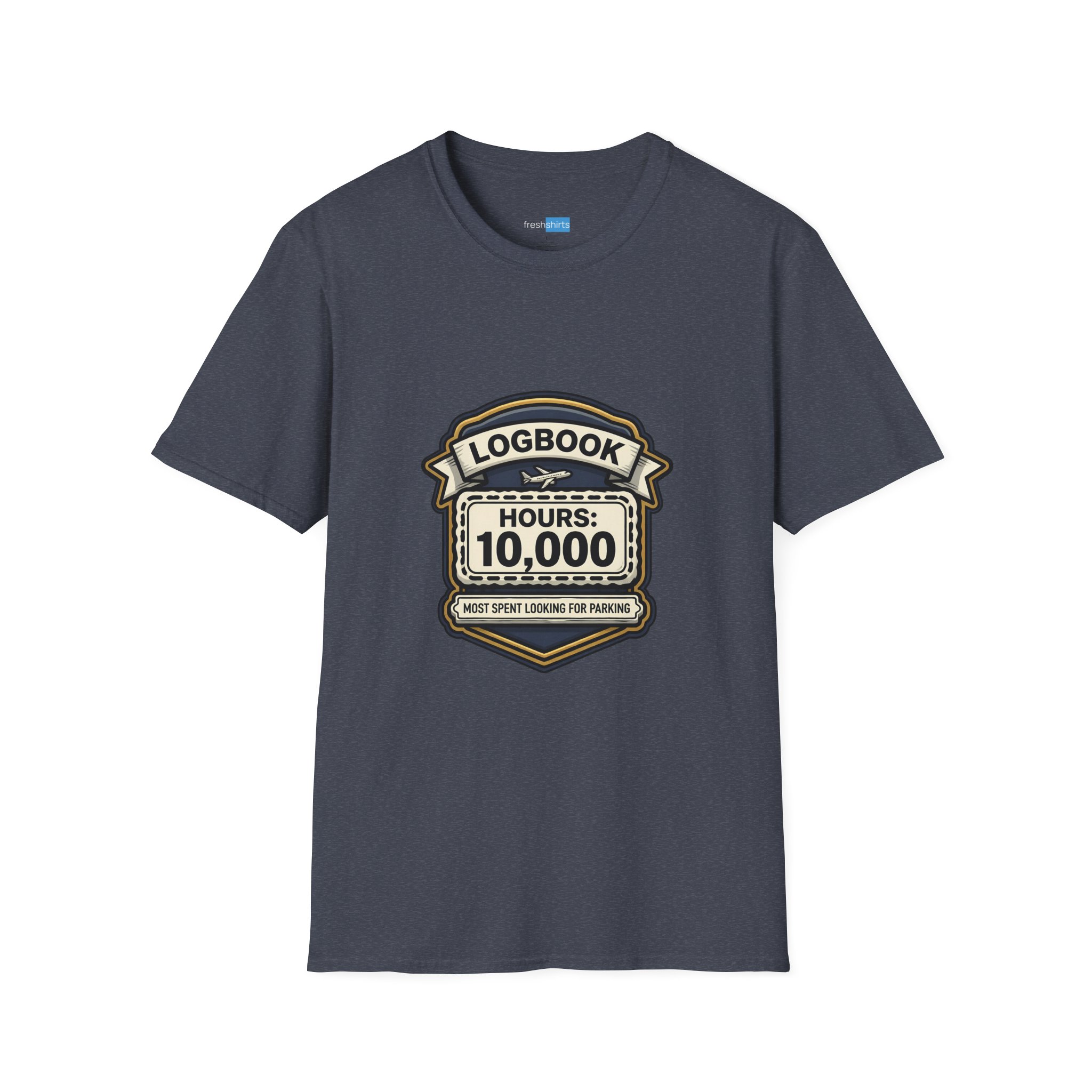 Pilot Logbook Hours 10000 Shirt - Most Spent Looking for Parking - Heather Navy