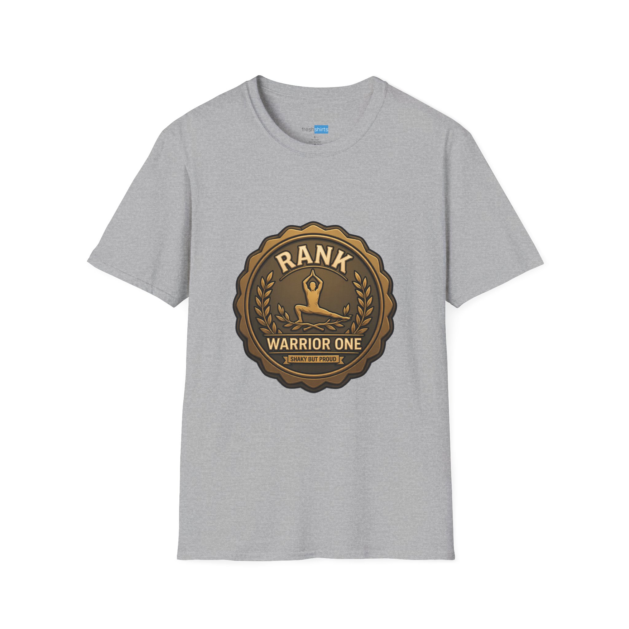 Warrior One Rank Badge Yoga Shirt - Shaky But Proud - Sport Grey