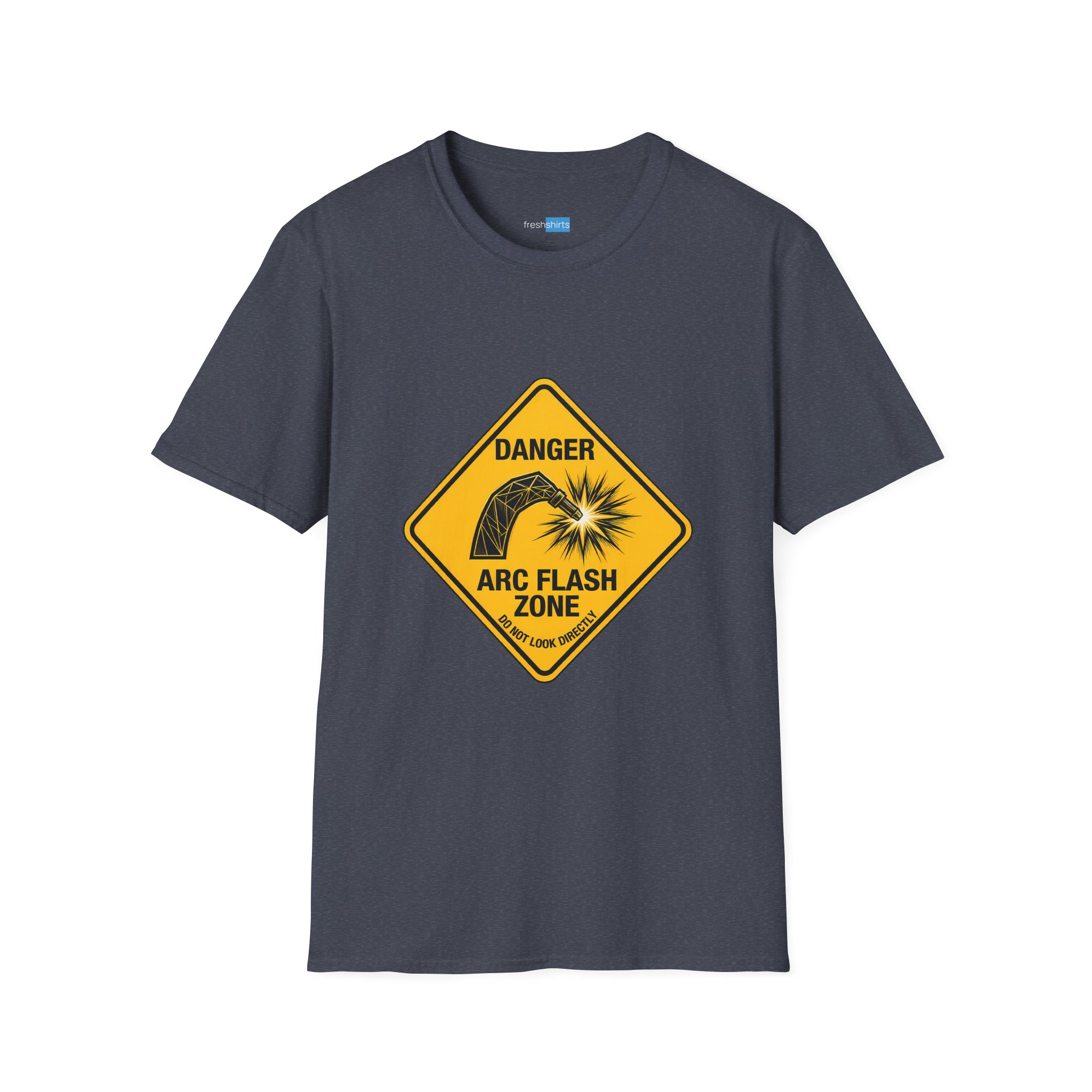 Arc Flash Zone Danger Sign Welding Shirt - Heather Navy