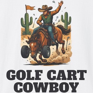 Golf Cart Cowboy Shirt - Funny Bucking Horse Golf Cart Tee - white