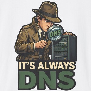 It's Always DNS Shirt - Funny IT Detective Sysadmin Tee - white