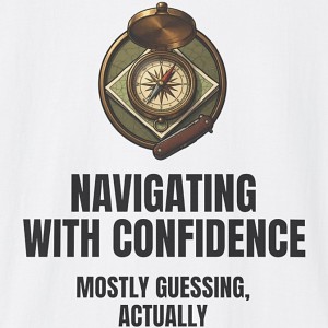 Navigating With Confidence Mostly Guessing Actually Shirt - white