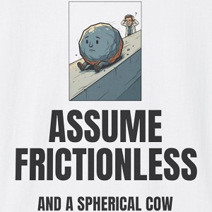 Assume Frictionless and a Spherical Cow Physics Shirt - white