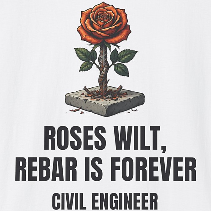 Roses Wilt Rebar Is Forever Civil Engineer Shirt - white