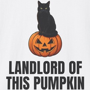 Landlord Of This Pumpkin Black Cat Halloween Shirt - White
