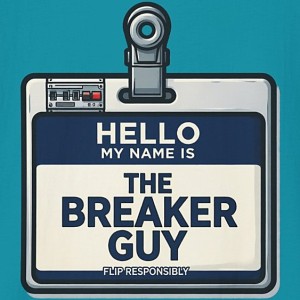 The Breaker Guy Nametag Shirt - Flip Responsibly Electrician Tee - tropical-blue