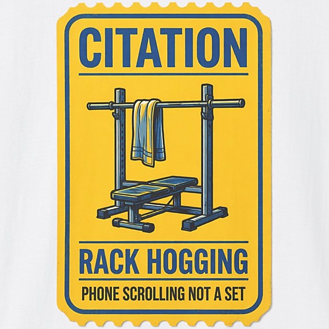 Squat Rack Citation Shirt - Rack Hogging Gym Humor Tee - white