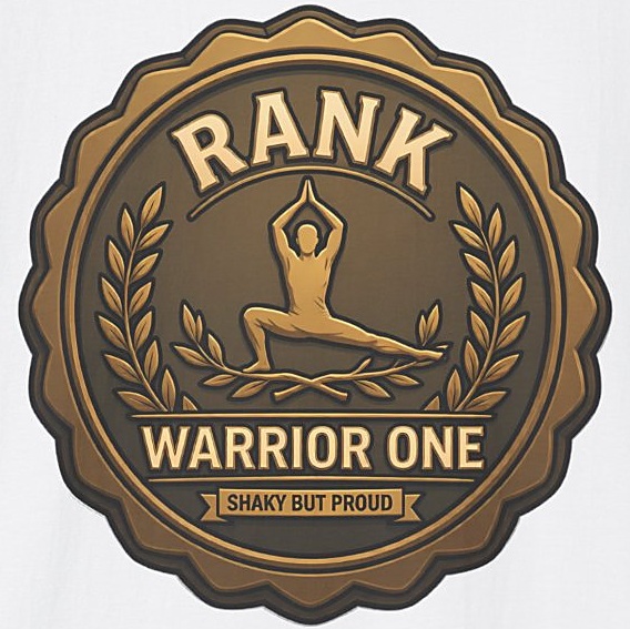 Warrior One Rank Badge Yoga Shirt - Shaky But Proud - white
