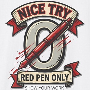 Nice Try Red Pen Only Show Your Work Teacher Shirt - White