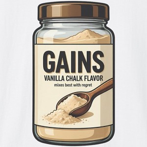 Gains Vanilla Chalk Flavor Protein Jar Shirt - White
