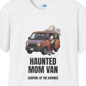 Haunted Mom Van Shirt - Carpool of the Damned Halloween Tee - White