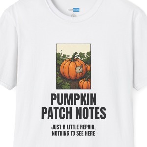 Pumpkin Patch Notes Shirt - Funny Gamer Halloween Tee - White