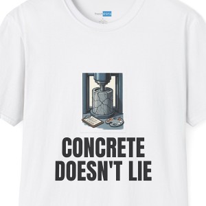 Concrete Doesn't Lie Shirt - Compression Test Cylinder Tee - White