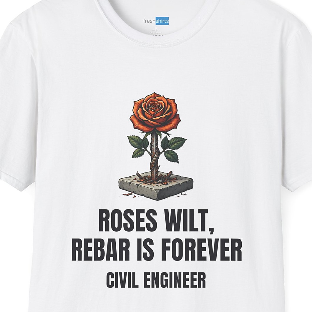 Roses Wilt Rebar Is Forever Civil Engineer Shirt - White