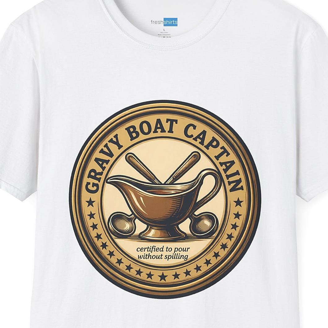 Gravy Boat Captain Shirt - Thanksgiving Gravy Lover Tee - White