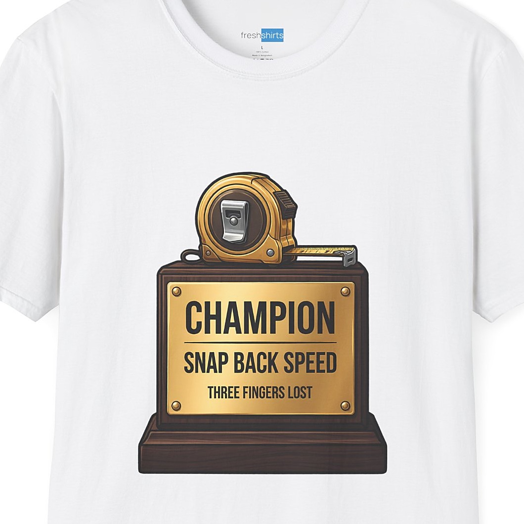 Champion Snap Back Speed Tape Measure Trophy Shirt - White