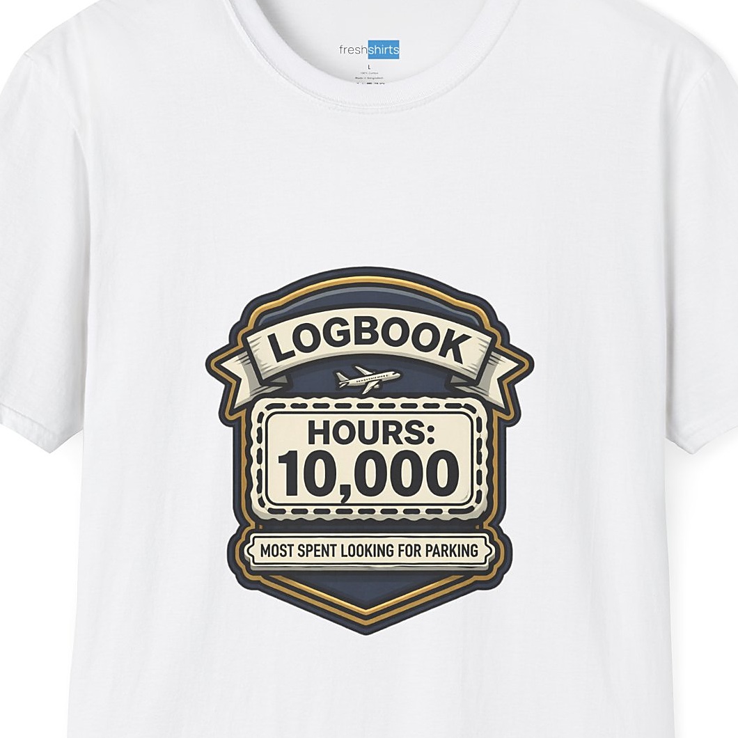 Pilot Logbook Hours 10000 Shirt - Most Spent Looking for Parking - White