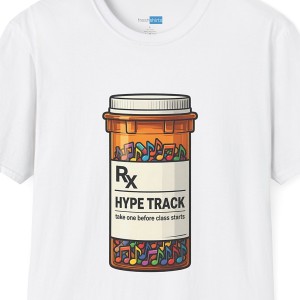 Hype Track Rx Prescription Bottle Shirt - Music Lover Tee - White