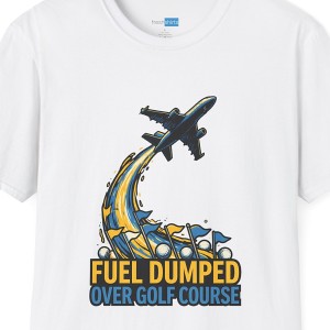 Fuel Dumped Over Golf Course Funny Airplane Shirt - White